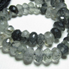 8 inches - High Quality Gorgeous - Black Rutilated Quartz Super Sparkle Micro Faceted Rondell Beads 5 - 6 mm
